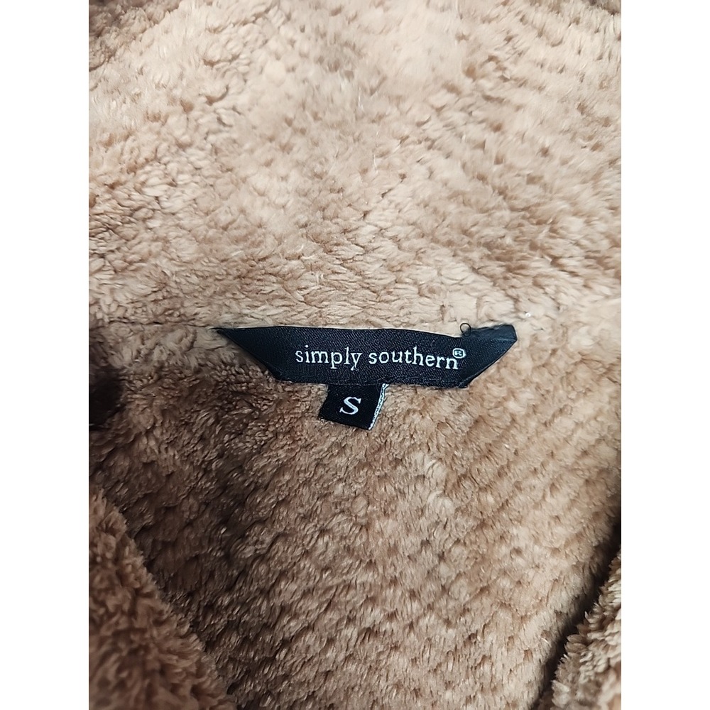 Simply Southern 1/4 Snap Pullover Fleece Small Brown Leopard Trim With Pocket - Picture 2 of 7
